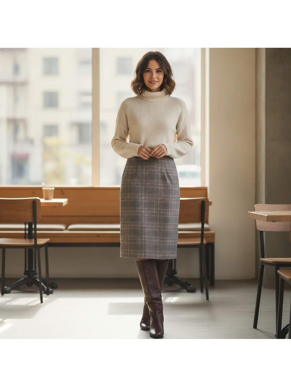 The Main Street Exchange Women's Plaid Midi Pencil Skirt XS